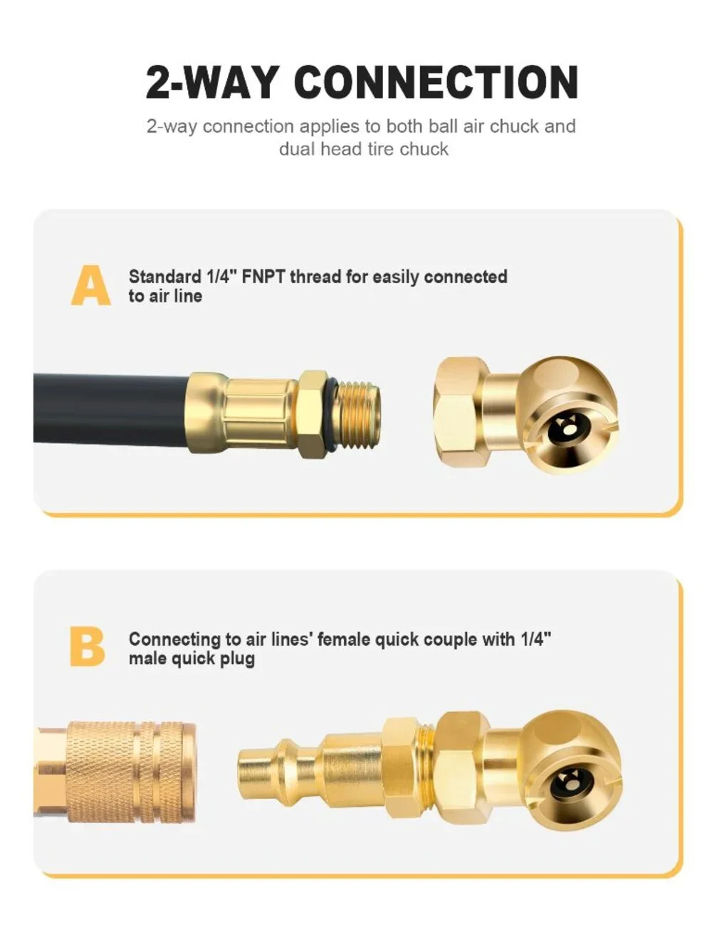SARDVISA 2-Packs Portable Air Chucks, Solid Metal Closed Ball Air Chuck with 1/4